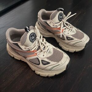 Axel Arigato Chunky Mesh Athletic Sneakers in Beige with Orange Accents